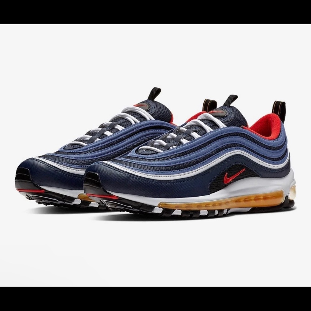 Nike Air Max 97 GS Midnight Navy Habanero Red Black White